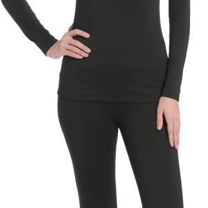 serava Thermal Underwear for Women Long Johns, Base Layer Fleece Lined Top Bottom Set for Cold Weather