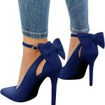 Fashare Womens High Heels Bow Tie Back Sexy Stiletto Ankle Strap Wedding Dress Pumps Shoes