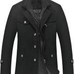 Litteking Men's Winter Pea Coat Casual Woolen Trench Coat Single Breasted Short Wool Jacket