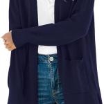 TASAMO Womens Color Block Striped Draped Kimono Cardigan Long Sleeve Open Front Casual Knit Sweaters Coat Soft Outwear