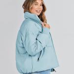MEROKEETY Women's Winter Long Sleeve Zip Puffer Jacket Pockets Baggy Short Down Coats