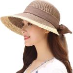 Straw Sun Hats for Women Beach Summer Wide Brim Adjustable Lightweight Foldable/Packable Travel with Uv Upf50 Protection