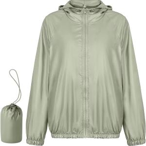 PITINAN Rain Jacket Women Lightweight Waterproof Windbreaker Jacket Hooded Packable Rain Coats for Women Outdoor with Pockets