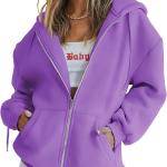 EFAN Women's Cute Hoodies Teen Girl Fall Jacket Oversized Sweatshirts Casual Drawstring Clothes Zip Up Y2K Hoodie with Pocket