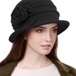 Sumolux Women Beret Hat French Vintage Floral Wool Dress Cloche Classic Winter Hat 1920s