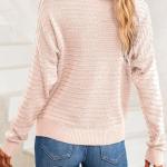 Dokotoo Womens Ribbed Knit Textured Drop Shoulder Long Sleeve Crew Neck Pullover Sweaters