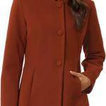 Allegra K Women's Winter Overcoat Mid-Long Stand Collar Woolen Single Breasted Coat Outerwear