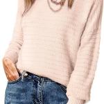 Dokotoo Womens Ribbed Knit Textured Drop Shoulder Long Sleeve Crew Neck Pullover Sweaters