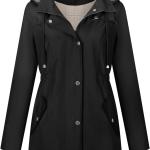 LOMON Women Waterproof Outdoor Hiking Raincoat Women Lined Rain Jacket Lightweight Hooded Jackets Trench Coats