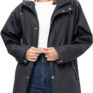 UNIQUEBELLA Women Long Rain Jackets for Waterproof, Raincoat Long Hooded Rain Coats Outdoor Windbreaker Trench Coat