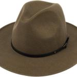 Lanzom Womens Classic Wide Brim Floppy Panama Hat Belt Buckle Wool Fedora Hat Fit Size 6 8/7-7 1/4