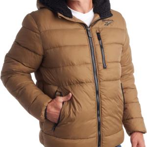 Reebok Men's Winter Jacket - Heavyweight Quilted Puffer Parka Coat - Ski Jacket for Men, Sherpa Lined Hood (S-XL)