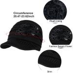 YSense Womens Hats Winter Beanie with Brim Warm Cable Knit Newsboy Cap Visor with Sequined Flower