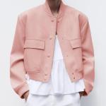 Zhiyouni Women's Cropped Bomber Jacket Button Down Long Sleeves Varsity Windbreakers Coat