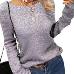Danedvi Women Autumn Winter Colorblock Pullover Sweaters Round Neck Striped Slim Fitting Knitwear Tops