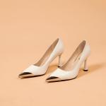 Kiafuo Fashion Dress High Heels for Women Metal Pointed Party Dress Wedding Pumps Slip-On Sexy Street Ladies Stilettos