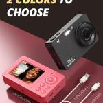 4K 64MP Digital Camera, Compact Mini Cameras with 18X Zoom, Anti Shake, 32GB Card