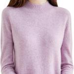 LINY XIN Women's 100% Merino Wool Half Sleeve Sweater Spring Fall Mock Neck Lightweight Soft Knitted Pullover Tops