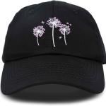 Floral Dandelion Hat Womens Embroidered Baseball Cap Black