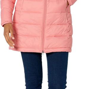 Essentials Women's Lightweight Water-Resistant Hooded Puffer Coat (Available in Plus Size)