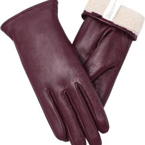 Vislivin Full-Hand Womens Touch screen Gloves Genuine Leather Gloves Warm Winter Texting Driving Glove
