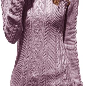 v28 Women Polo Neck Long Slim Fitted Dress Bodycon Turtleneck Cable Knit Sweater