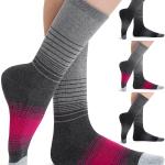 FITRELL 4 Pack Women's Merino Wool Hiking Socks Wicking Cushioned Warm Thermal Walking Boot Crew Socks