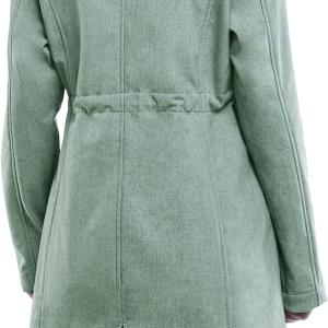 33,000ft Women's Softshell Long Jacket with Hood Fleece Lined Windproof Warm up Waterproof Windbreaker