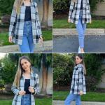 AOVDE Womens Plaid Shacket Jacket - 2023 Fall Winter Casual Lapel Long Sleeve Flannel Shirts Open Front Tartan Jackets Coat