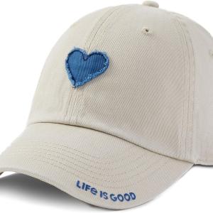 Life is Good Adult Chill Cap Baseball Hat for Men and Women, Cotton, Adjustable Back, Heart Bone, One Size Beige