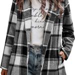 AOVDE Womens Plaid Shacket Jacket - 2023 Fall Winter Casual Lapel Long Sleeve Flannel Shirts Open Front Tartan Jackets Coat