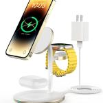 3 in 1 Wireless Charging Station for Apple Devices, Standard 15W Fast Wireless QC3.0 Adapter for iPhone 14 13 12 Pro Max/Plus/Pro/Mini,iWatch Ultra/8/7/SE/6/5/4/3/2,AirPods