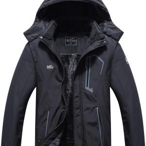 Pooluly Men's Ski Jacket Warm Winter Waterproof Windbreaker Hooded Raincoat Snowboarding Jackets