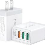 [2 Pack] USB-C Wall Charger, 40W Durable 4Port QC+PD 3.0 Power Adapter, Double Fast Plug Charging Block for iPhone 14/14 Pro/14 Pro Max/14 Plus/13/12/11, XS/XR/X, Watch Series 8/7 Cube(White)