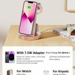 Wireless Charging Station, 3 in 1 Wireless Charger for iPhone 14/13/12/11/Pro/Max/SE/XS/XR/X/8 Plus/8, Fast Wireless Charging Stand Dock for Apple Watch Series & Airpods(with Adapter)
