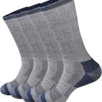 GKX Men's Merino Wool Moisture Wicking Outdoor Hiking Heavy Duty Work Cushion Crew Socks